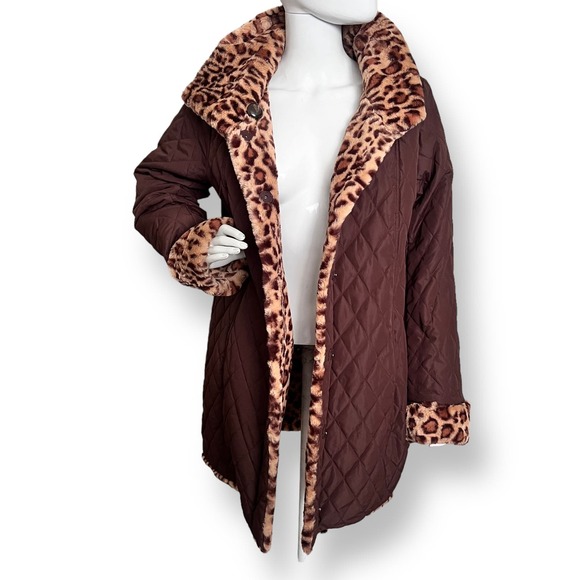 Dennis Basso Leopard Reversible Faux Fur Jacket Size Small NWOT - Picture 2 of 11